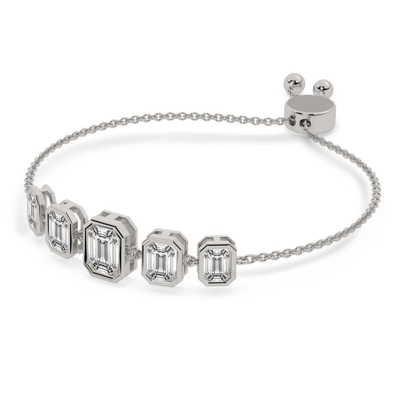 14kt White Gold Daisy Five Stone Emerald Fashion Bracelet (2 Ct. Tw.) standing product image one