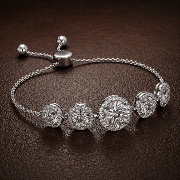14kt White Gold Lyna Five Stone Round Halo Fashion Bracelet (2 Ct. Tw.) color product image one