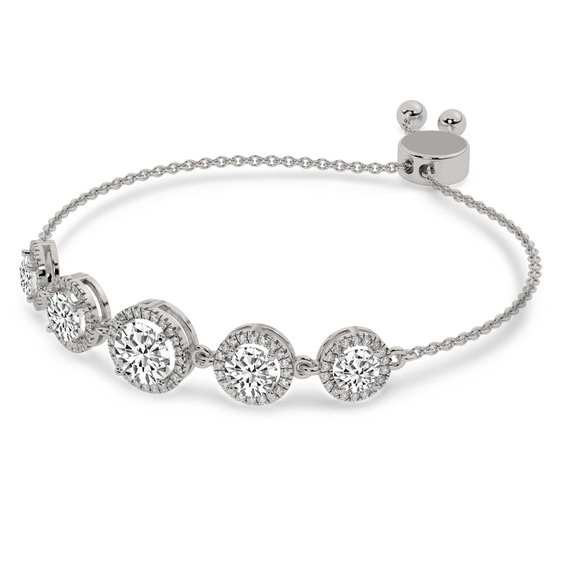 14kt White Gold Lyna Five Stone Round Halo Fashion Bracelet (2 Ct. Tw.) side right image one
