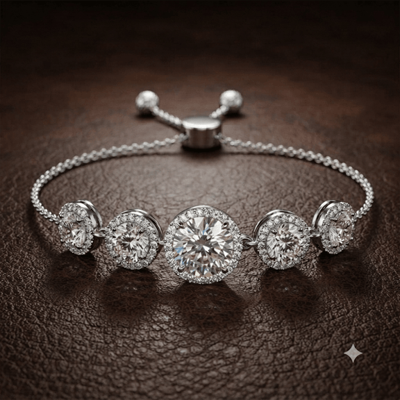 14kt White Gold Lyna Five Stone Round Halo Fashion Bracelet (2 Ct. Tw.) color product image two