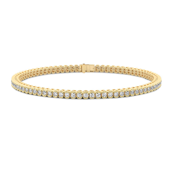 14kt Yellow Gold Nemy Half Bezel Round Lab Diamond Tennis Bracelet (2 Ct. Tw.) front image