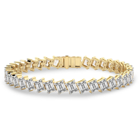 10kt Yellow Gold Agatha Emerald Lab Diamond Tennis Bracelet (7 Ct. Tw.) side right image one