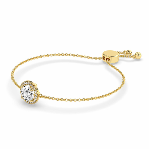 14kt Yellow Gold Isabella Round Halo Fashion Bracelet (3/4 Ct. Tw.) standing product image one