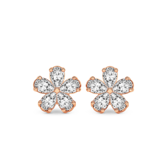 9ct Rose Gold Daisy Flower Fashion Lab Diamond Stud Earrings (1 Ct. Tw.) front image