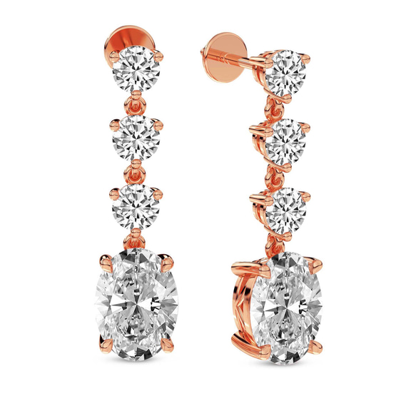 14kt Rose Gold Elysium Fashion Lab Diamond Dangle Earrings (5 Ct. Tw.) side right image one