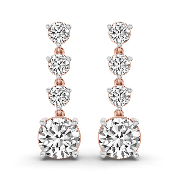 9ct Rose Gold Round Fashion Lab Diamond Dangle Earrings (1 Ct. Tw.) front image