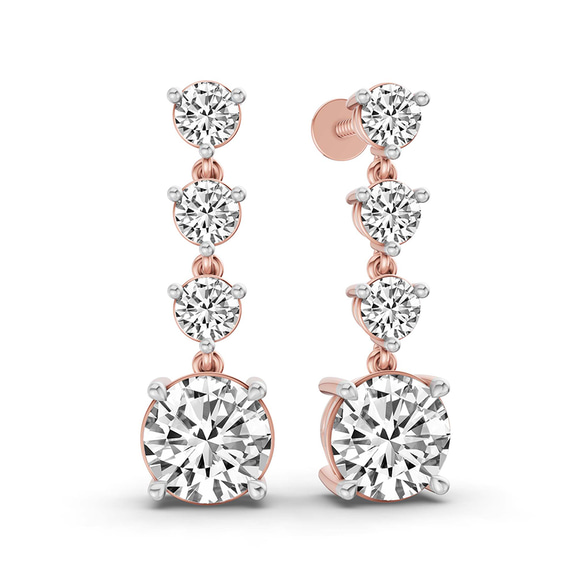 9ct Rose Gold Round Fashion Lab Diamond Dangle Earrings (1 Ct. Tw.) left
