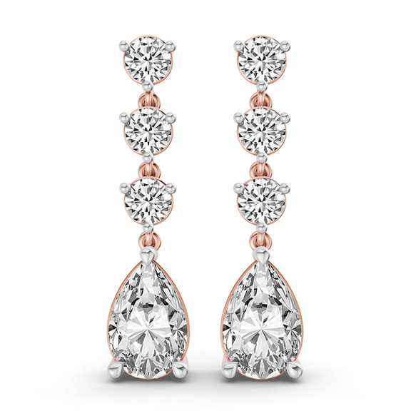 10kt Rose Gold Pear and Round Fashion Lab Diamond Dangle Earrings (1 Ct. Tw.) front image
