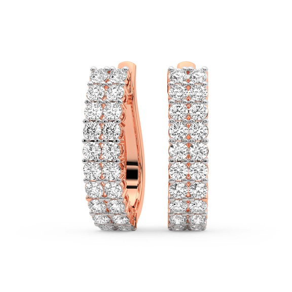 9ct Rose Gold Gracie Double Row Round Lab Diamond Hoop Earrings (5 Ct. Tw.) front image
