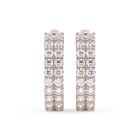 9ct Rose Gold Gracie Double Row Round Lab Diamond Hoop Earrings (5 Ct. Tw.) right