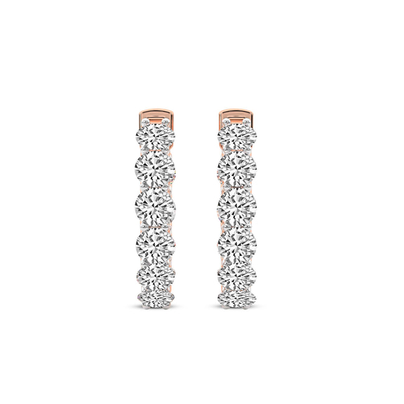 14kt Rose Gold Sirena Round Lab Diamond Hoop Earrings (4 Ct. Tw.) standing product image one