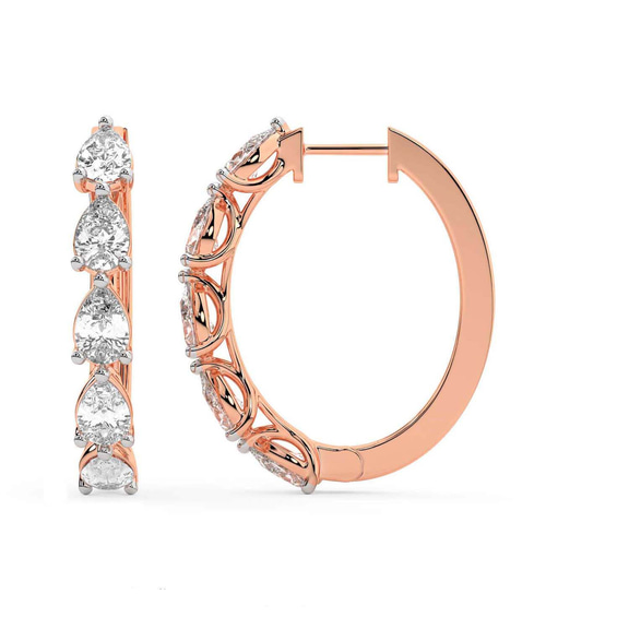 14ct Rose Gold Lexley Pear Lab Diamond Hoop Earrings (5 Ct. Tw.) left