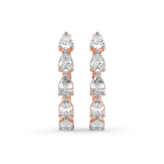 14ct Rose Gold Lexley Pear Lab Diamond Hoop Earrings (5 Ct. Tw.) right