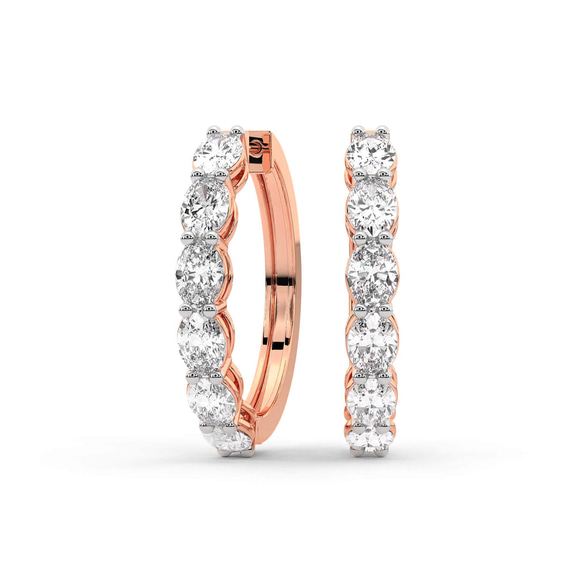 14ct Rose Gold Saylor Oval Lab Diamond Hoop Earrings (5 Ct. Tw.) front image