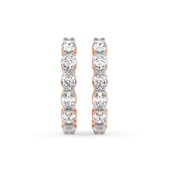 14ct Rose Gold Saylor Oval Lab Diamond Hoop Earrings (5 Ct. Tw.) right