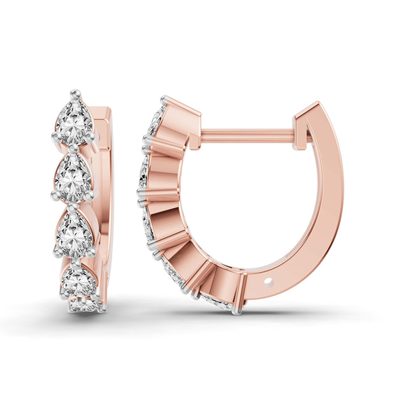 9ct Rose Gold Clara Pear Lab Diamond Huggie Earrings (3/4 Ct. Tw.) right
