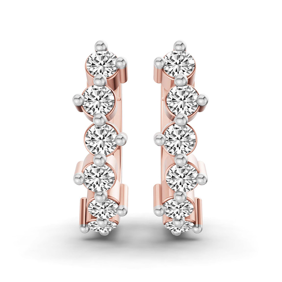 14ct Rose Gold Solene Round Lab Diamond Huggie Earrings (3/4 Ct. Tw.) left