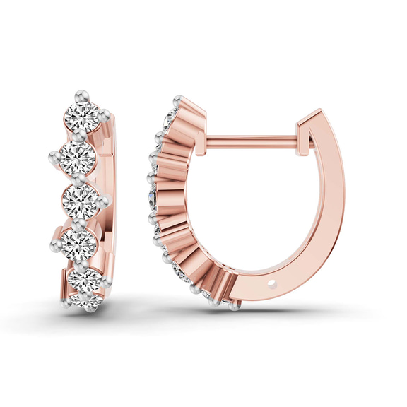 14ct Rose Gold Solene Round Lab Diamond Huggie Earrings (3/4 Ct. Tw.) right