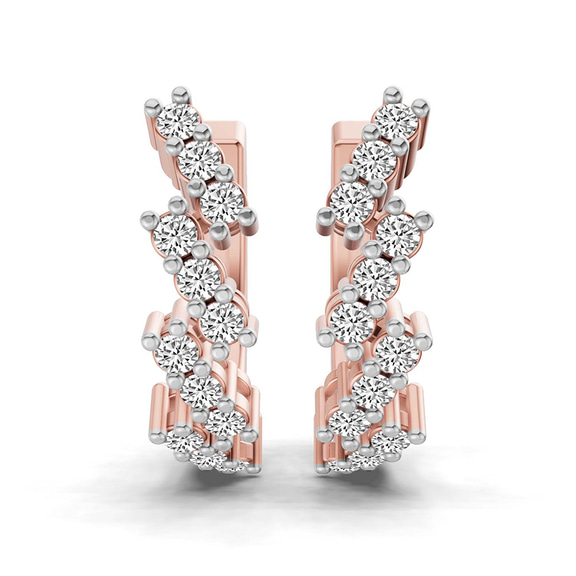 10kt Rose Gold Capella Round Lab Diamond Huggie Earrings (1/3 Ct. Tw.) left