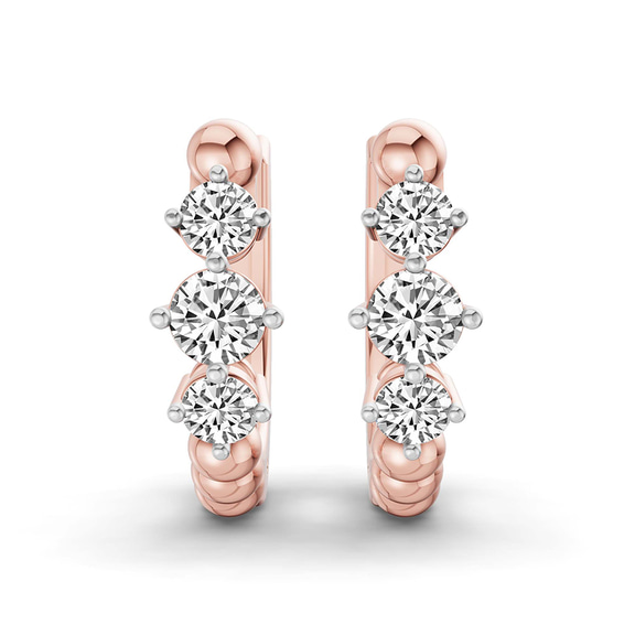 9ct Rose Gold Ara Round Lab Diamond Huggie Earrings (1/2 Ct. Tw.) left
