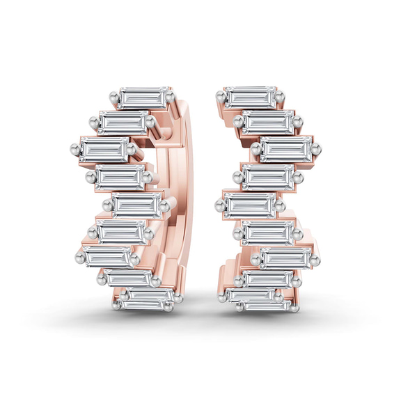 14ct Rose Gold Siena Baguette Lab Diamond Huggie Earrings (1 Ct. Tw.) front image