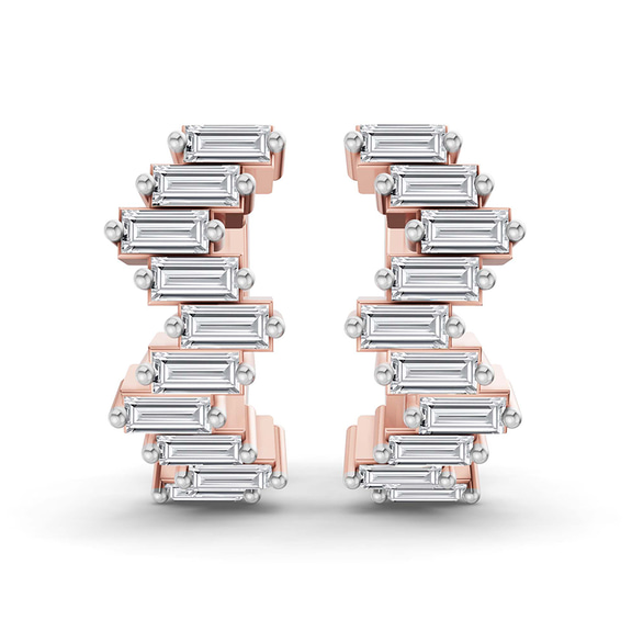 14ct Rose Gold Siena Baguette Lab Diamond Huggie Earrings (1 Ct. Tw.) left