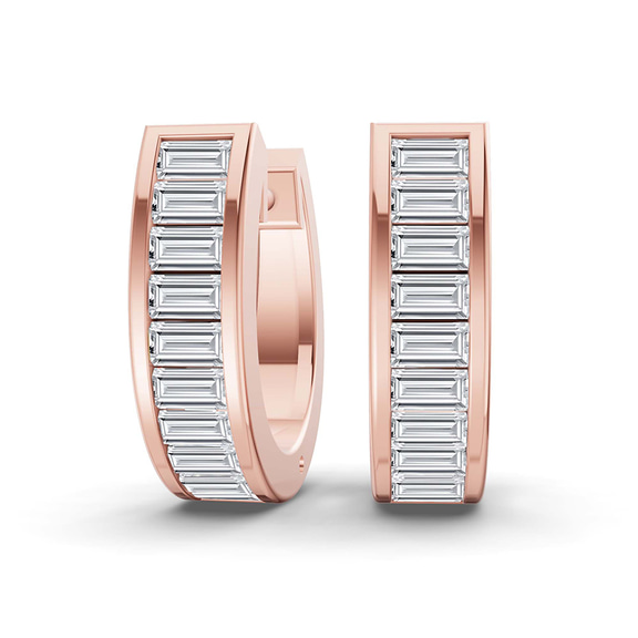 9ct Rose Gold Lena Baguette Lab Diamond Huggie Earrings (1 Ct. Tw.) front image