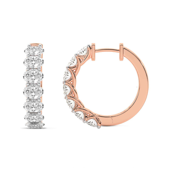 9ct Rose Gold Jovana Oval Lab Diamond Hoop Earrings (2 Ct. Tw.) side right image one