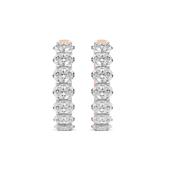 9ct Rose Gold Jovana Oval Lab Diamond Hoop Earrings (2 Ct. Tw.) standing product image one