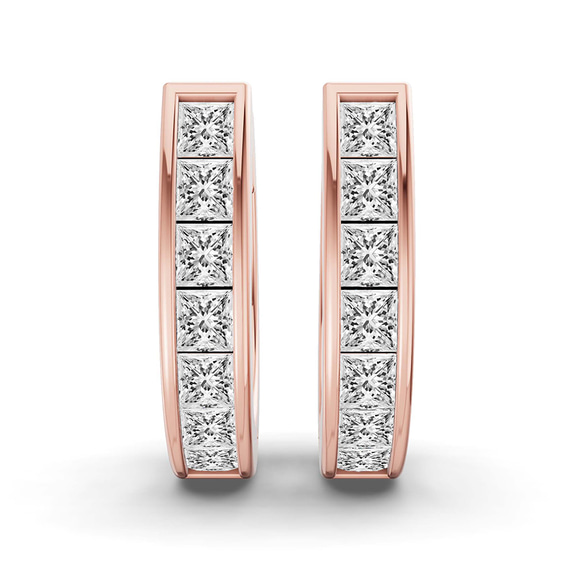 14kt Rose Gold Ines Princess Lab Diamond Huggie Earrings (7/8 Ct. Tw.) left