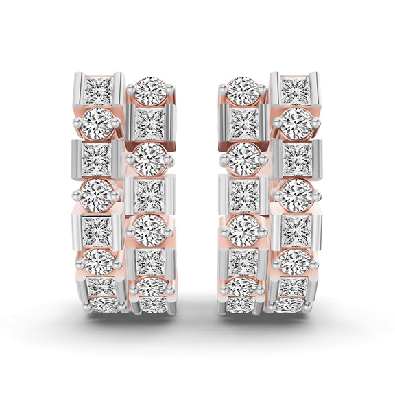 10kt Rose Gold Radiant Sequence Lab Diamond Huggie Earring (1 1/4 Ct. Tw.) left