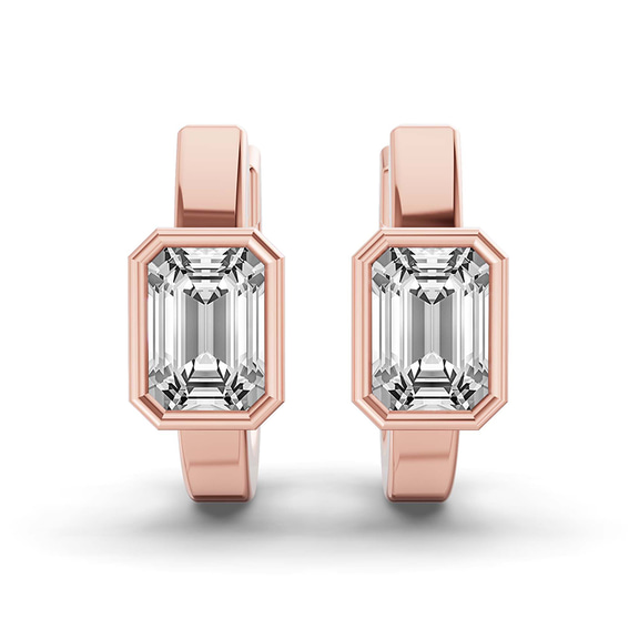 10kt Rose Gold Auri Single Emerald Lab Diamond Earrings (1 Ct. Tw.) left