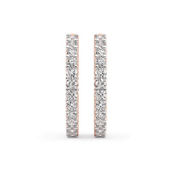 9ct Rose Gold Meara Round Lab Diamond Hoop Earrings (4 Ct. Tw.) standing product image one