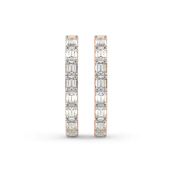 10kt Rose Gold Ashlyn Emerald Lab Diamond Hoop Earrings (3 Ct. Tw.) right