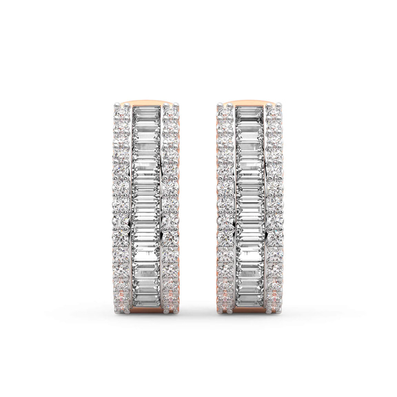 14kt Rose Gold Cassian Baguette Round Lab Diamond Hoop Earrings (6 Ct. Tw.) right