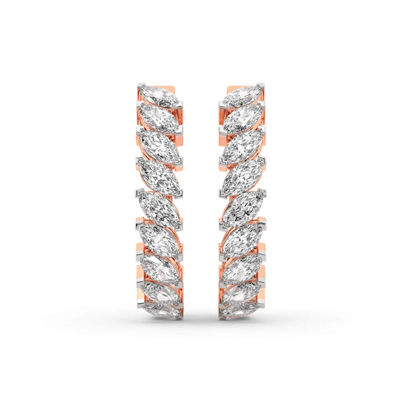 9ct Rose Gold April Marquise Lab Diamond Hoop Earrings (2 Ct. Tw.) standing product image one