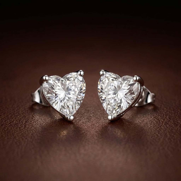 9ct Rose Gold Three Prong Heart Lab Diamond Stud Earrings (1 Ct. Tw.) color product image one