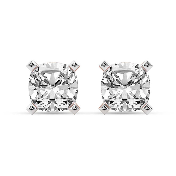 9ct Rose Gold Four Prong Cushion Lab Diamond Stud Earrings (1 Ct. Tw.) front image
