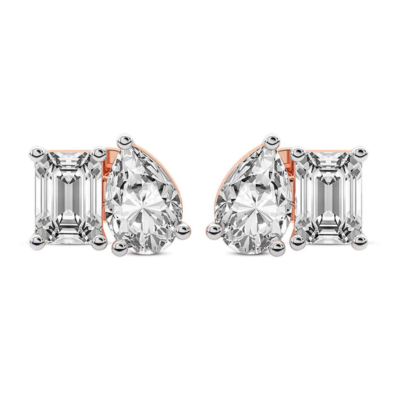 9ct Rose Gold Double Delight Lab Diamond Stud Earrings (1 Ct. Tw.) front image