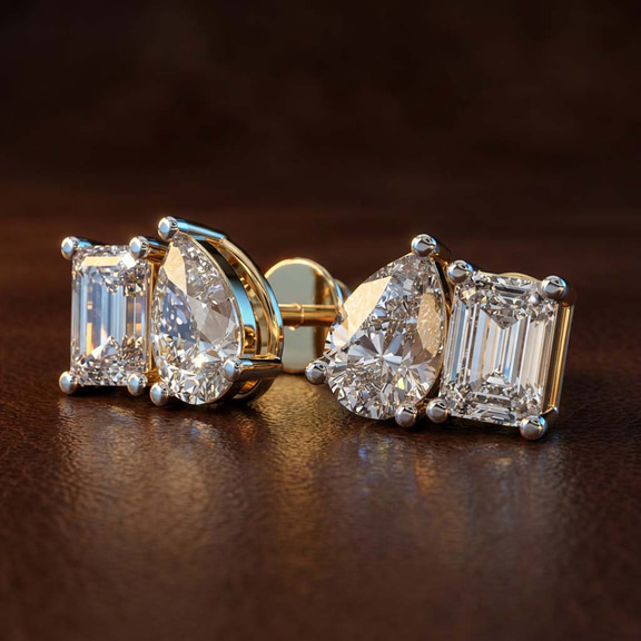 9ct Rose Gold Double Delight Lab Diamond Stud Earrings (1 Ct. Tw.) color product image one