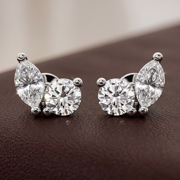 14ct Rose Gold Twin Gleam Lab Diamond Stud Earrings (3 Ct. Tw.) color product image two