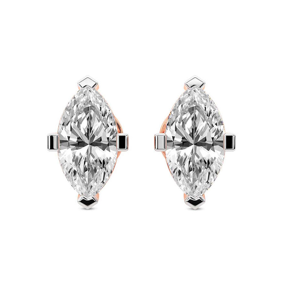 9ct Rose Gold Four Prong Marquise Lab Diamond Stud Earrings (1 Ct. Tw.) front image