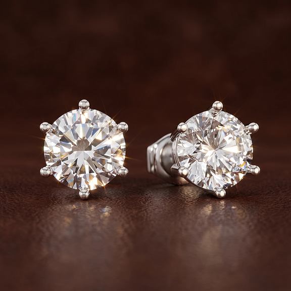 10kt Rose Gold Six Prong Round Lab Diamond Stud Earrings (4 Ct. Tw.) color product image two