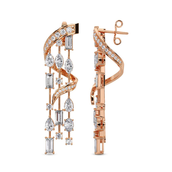 10kt Rose Gold Chandelier Dangling Earrings (7 Ct. Tw.) left