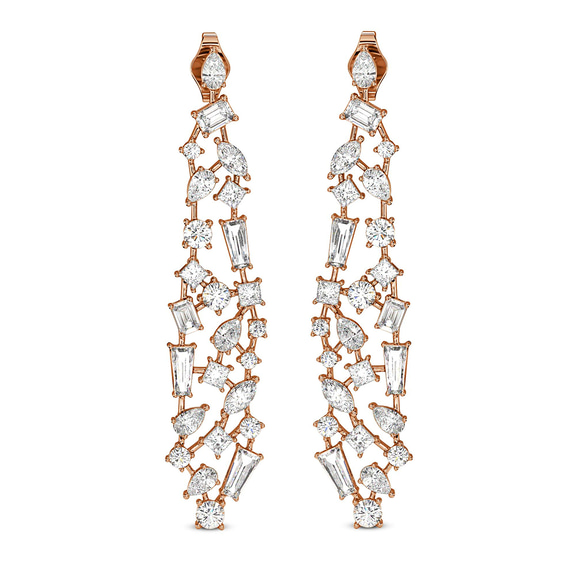 10kt Rose Gold Waterfall Dangling Earrings (12 Ct. Tw.) front image