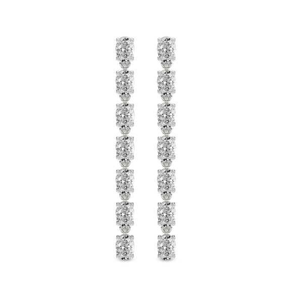 10kt White Gold Digitalis Fashion Lab Diamond Dangle Earrings (1 Ct. Tw.) front image