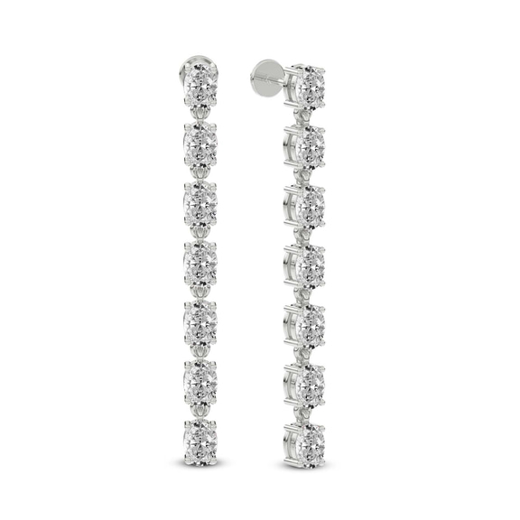 10kt White Gold Digitalis Fashion Lab Diamond Dangle Earrings (1 Ct. Tw.) side right image one
