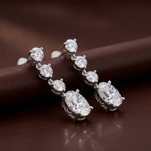 Platinum Elysium Fashion Lab Diamond Dangle Earrings (5 Ct. Tw.) color product image two