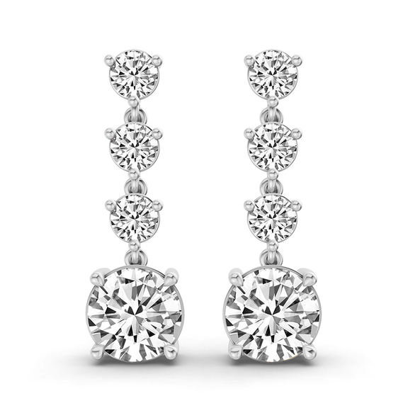 14ct White Gold Round Fashion Lab Diamond Dangle Earrings (1 Ct. Tw.) front image
