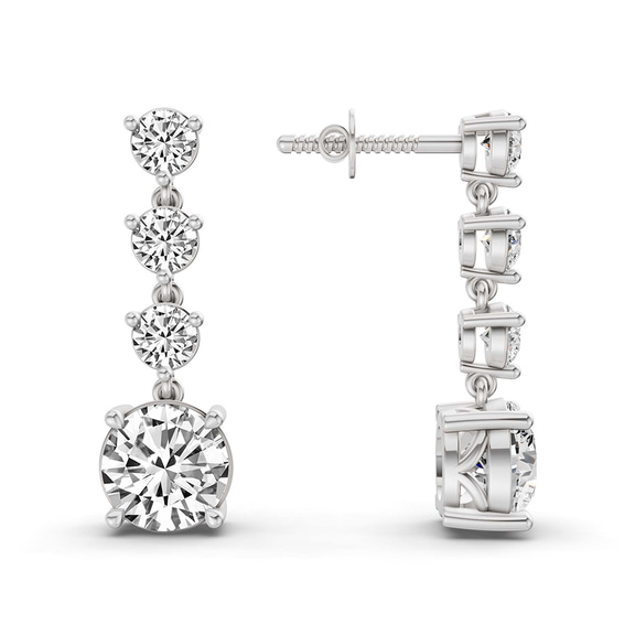 14ct White Gold Round Fashion Lab Diamond Dangle Earrings (1 Ct. Tw.) right
